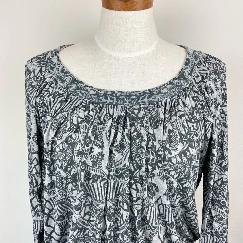 Free People Aztec Print Long Sleeve Top